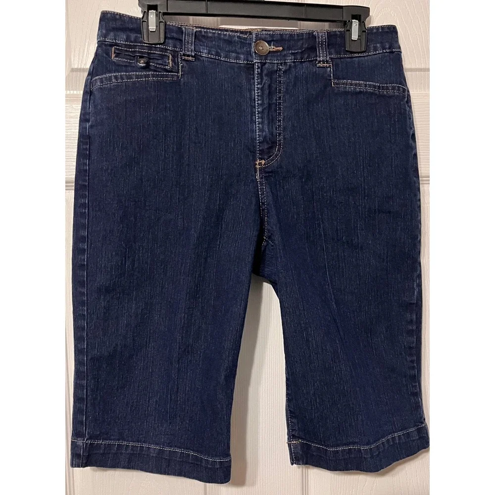 Bandolino Ivette Dark Wash‎ Bermuda Denim Shorts Womens Size 6 Stretch Blue